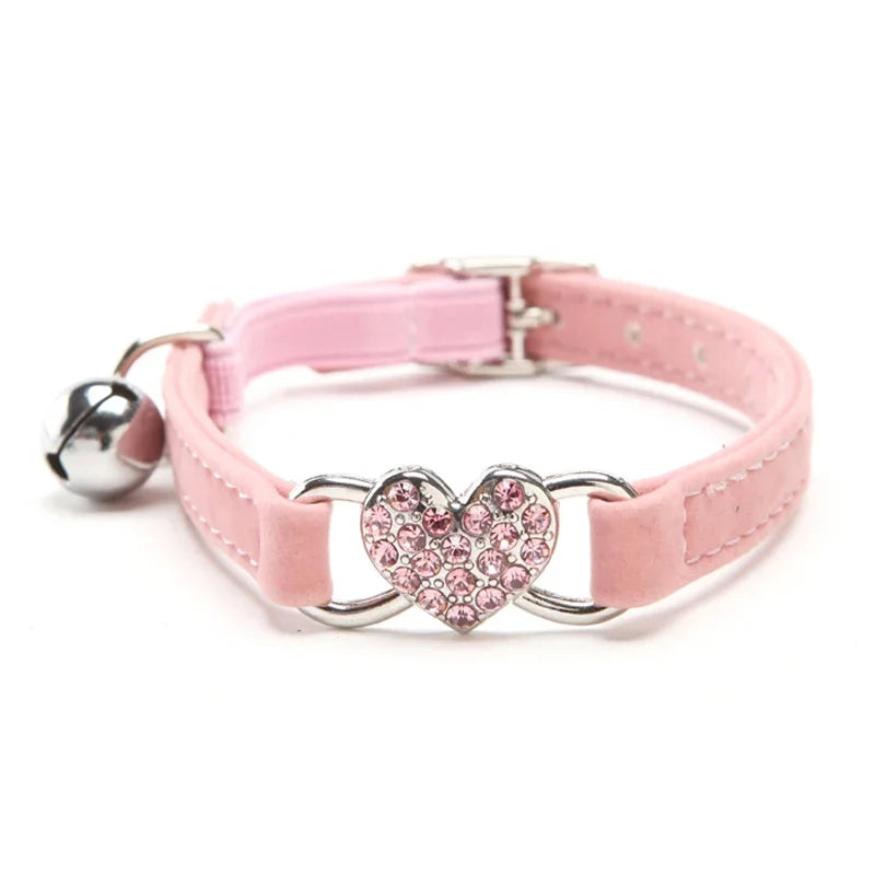 Heart Charm and Bell Pet Collar