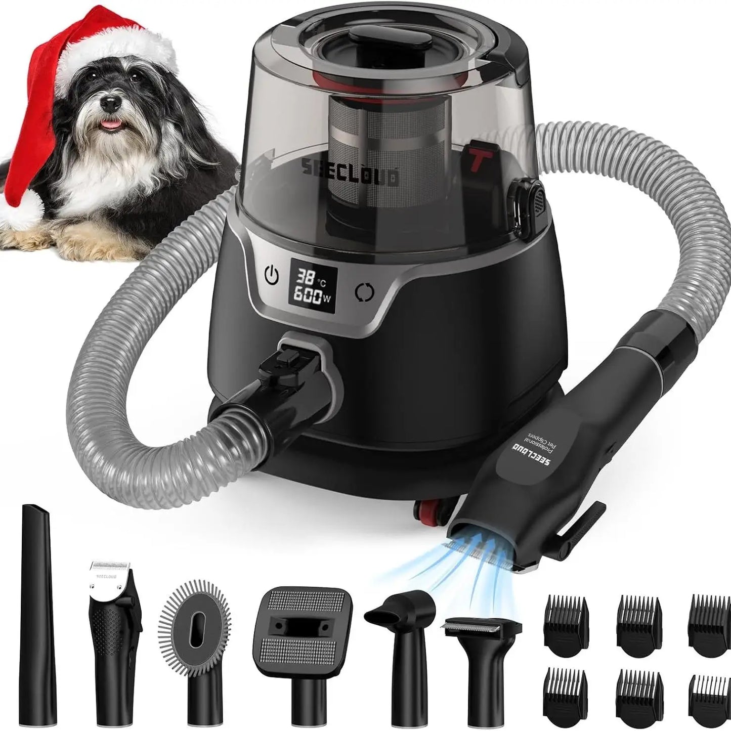 Pet Grooming Vacuum and Dryer with 6 Pet Grooming Tools