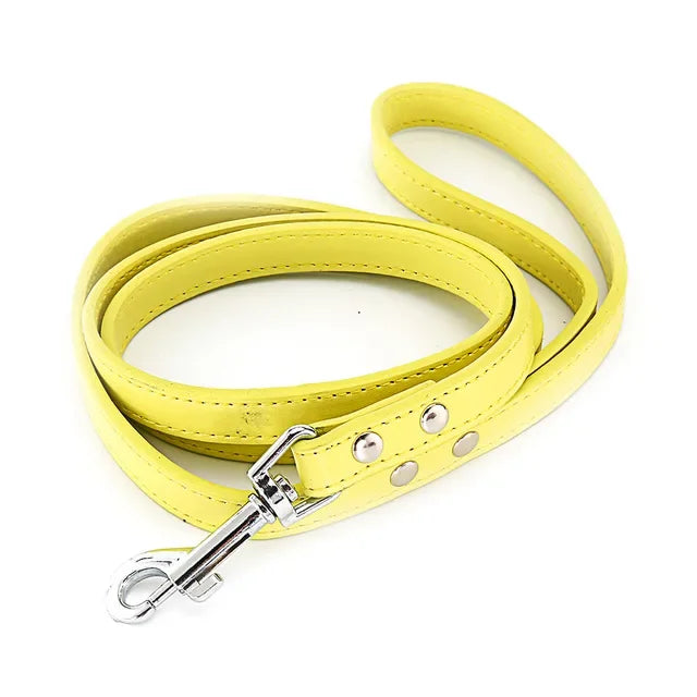 6 Colors Solid Leather Pet Training Leashes