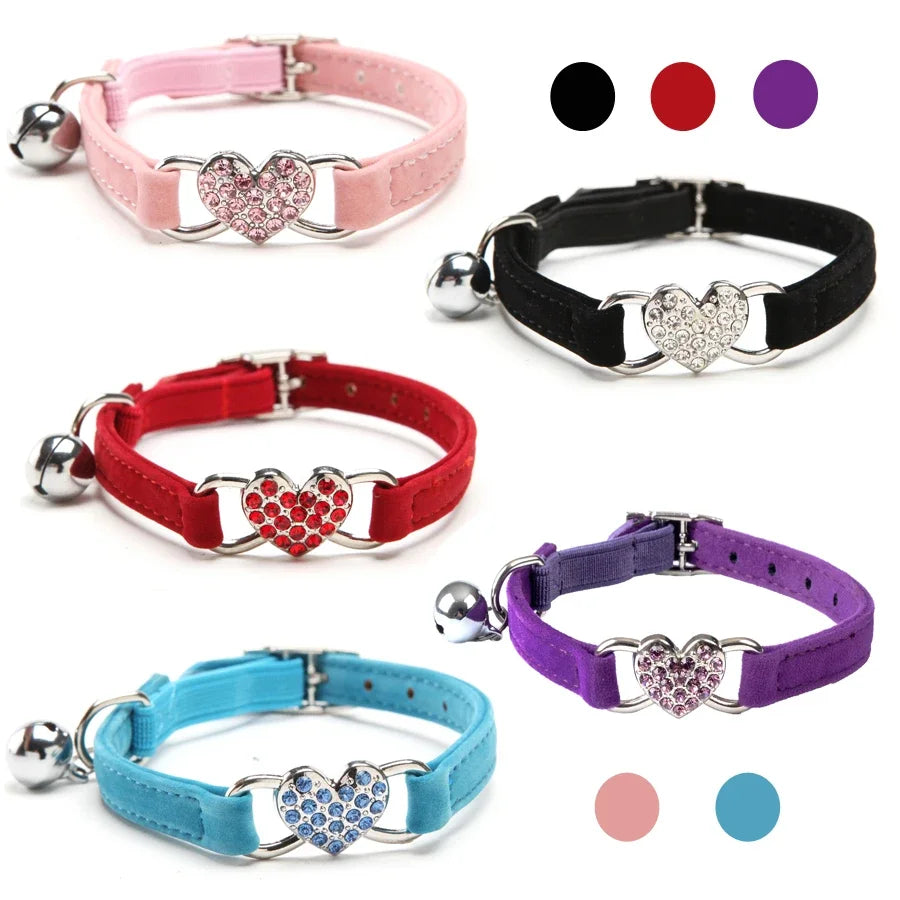 Heart Charm and Bell Pet Collar