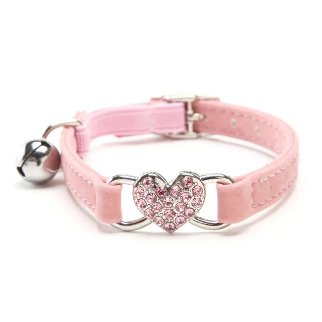 Heart Charm and Bell Pet Collar