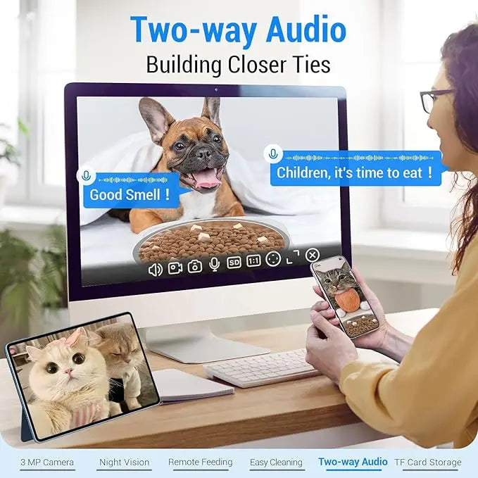 Large Food Storage Automatic Pet Feeder with 2K Camera