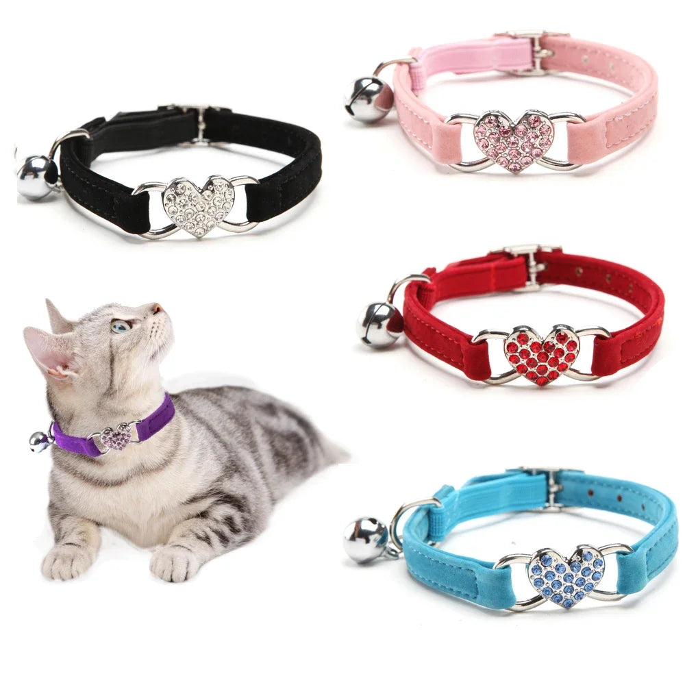 Heart Charm and Bell Pet Collar