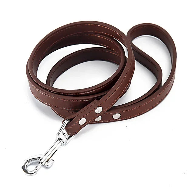 6 Colors Solid Leather Pet Training Leashes
