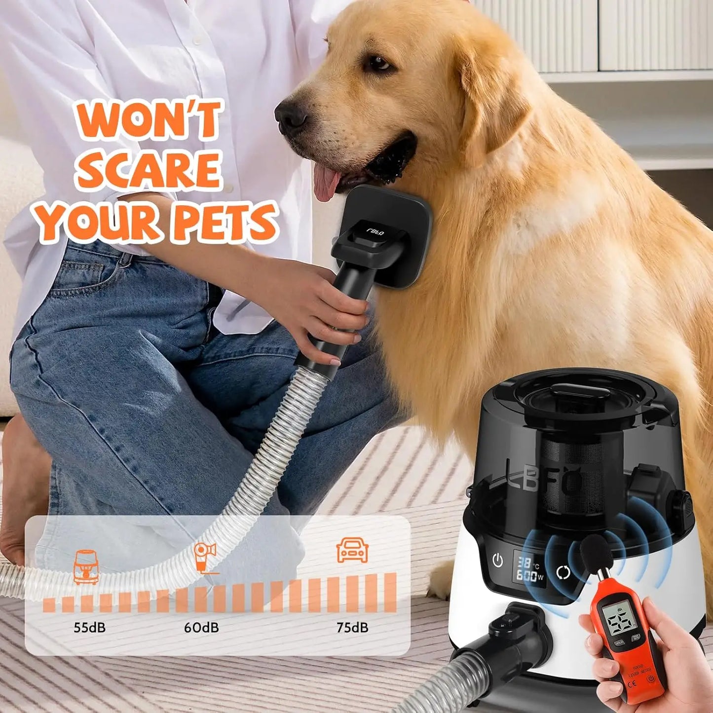 Pet Grooming Vacuum and Dryer with 6 Pet Grooming Tools