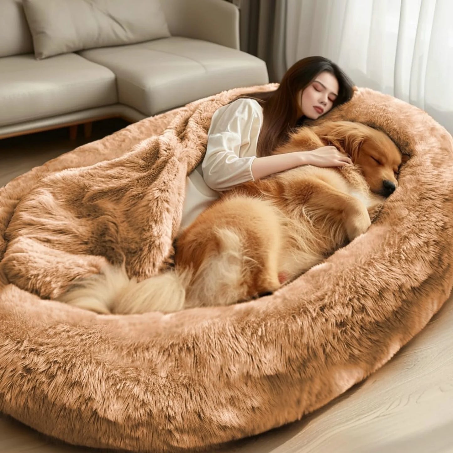Washable Faux Fur Napping Orthopedic Bed