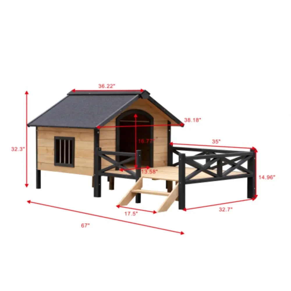 Outdoor Large Cabin Style Wooden Dog House