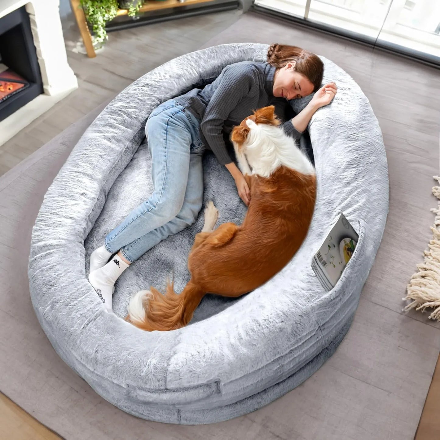 Washable Faux Fur Napping Orthopedic Bed