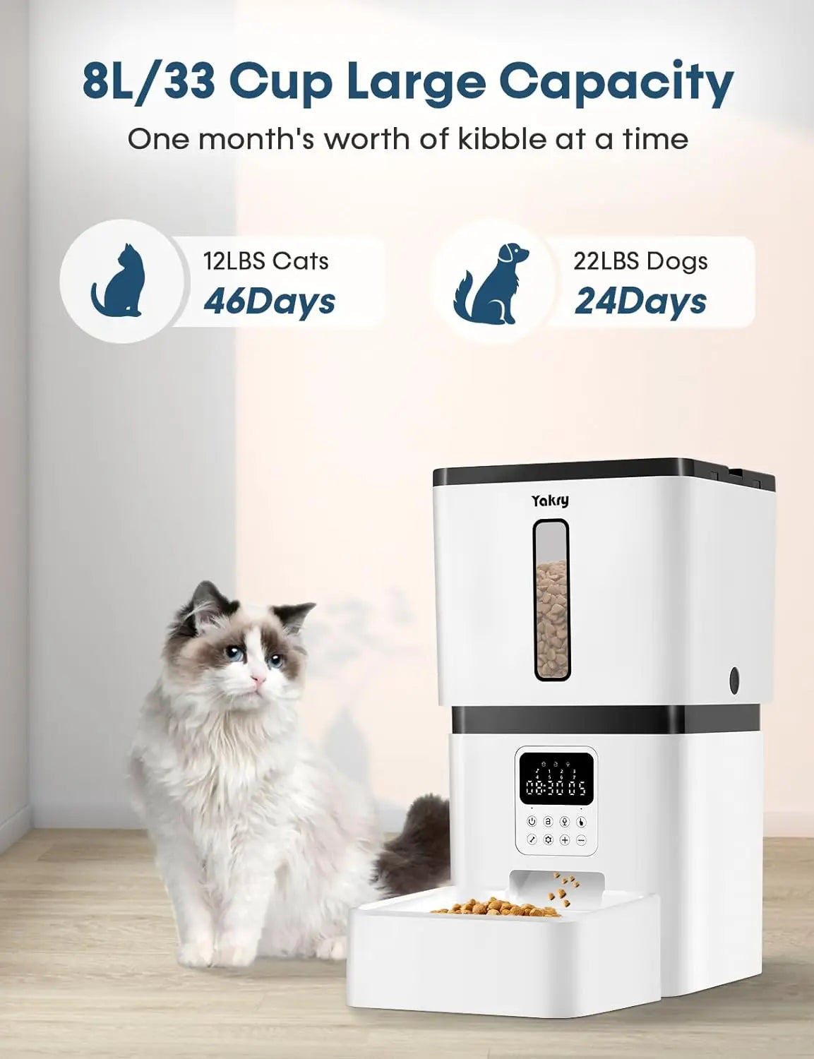 Easy Setup Automatic Large Capacity Pet Food Dispenser