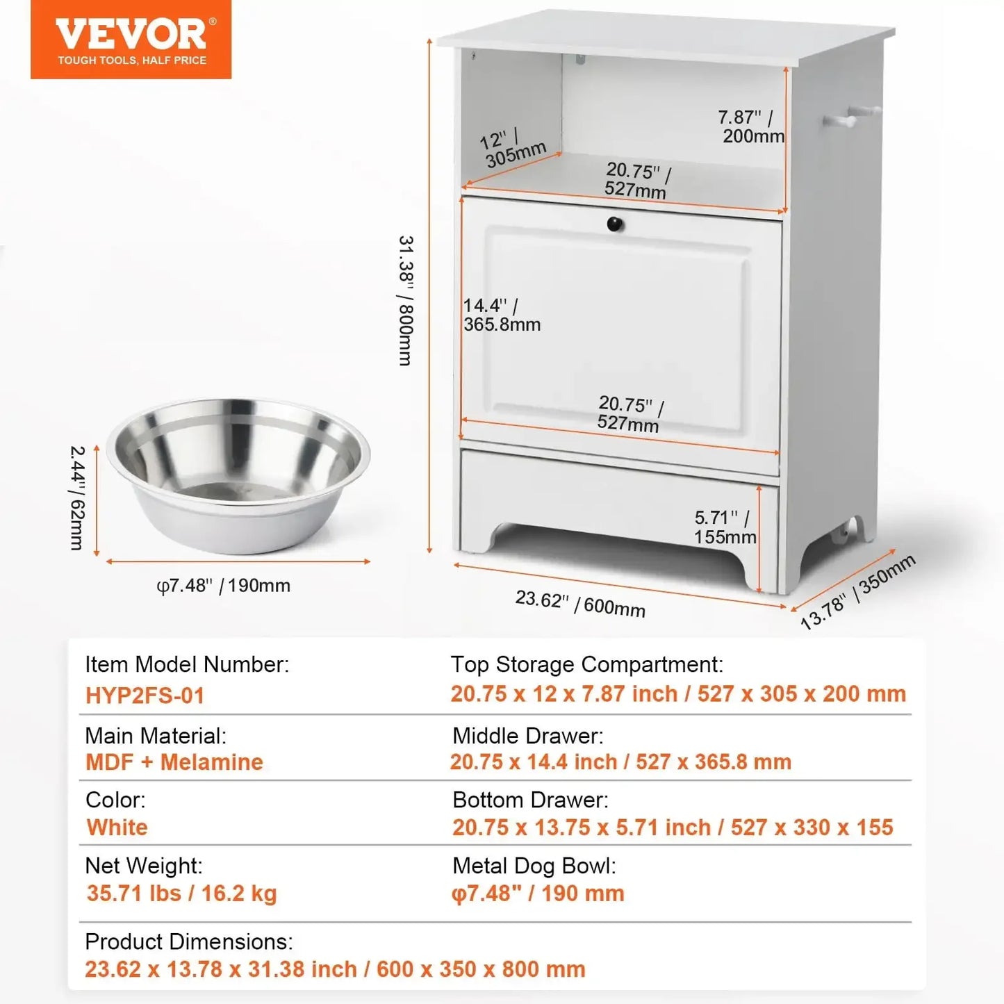 Pet Feeding Station w/ Storage Cabinet