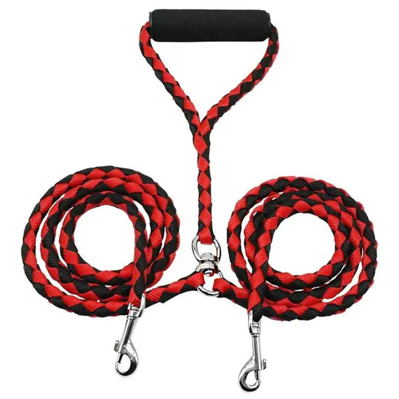 1.4m Pet Double Leash 2 Way Couplers Dog Leash Rope Elastic Extended