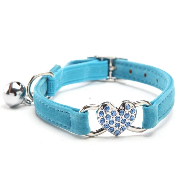 Heart Charm and Bell Pet Collar
