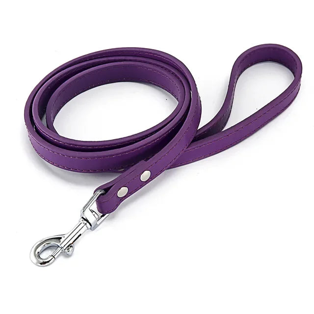 6 Colors Solid Leather Pet Training Leashes