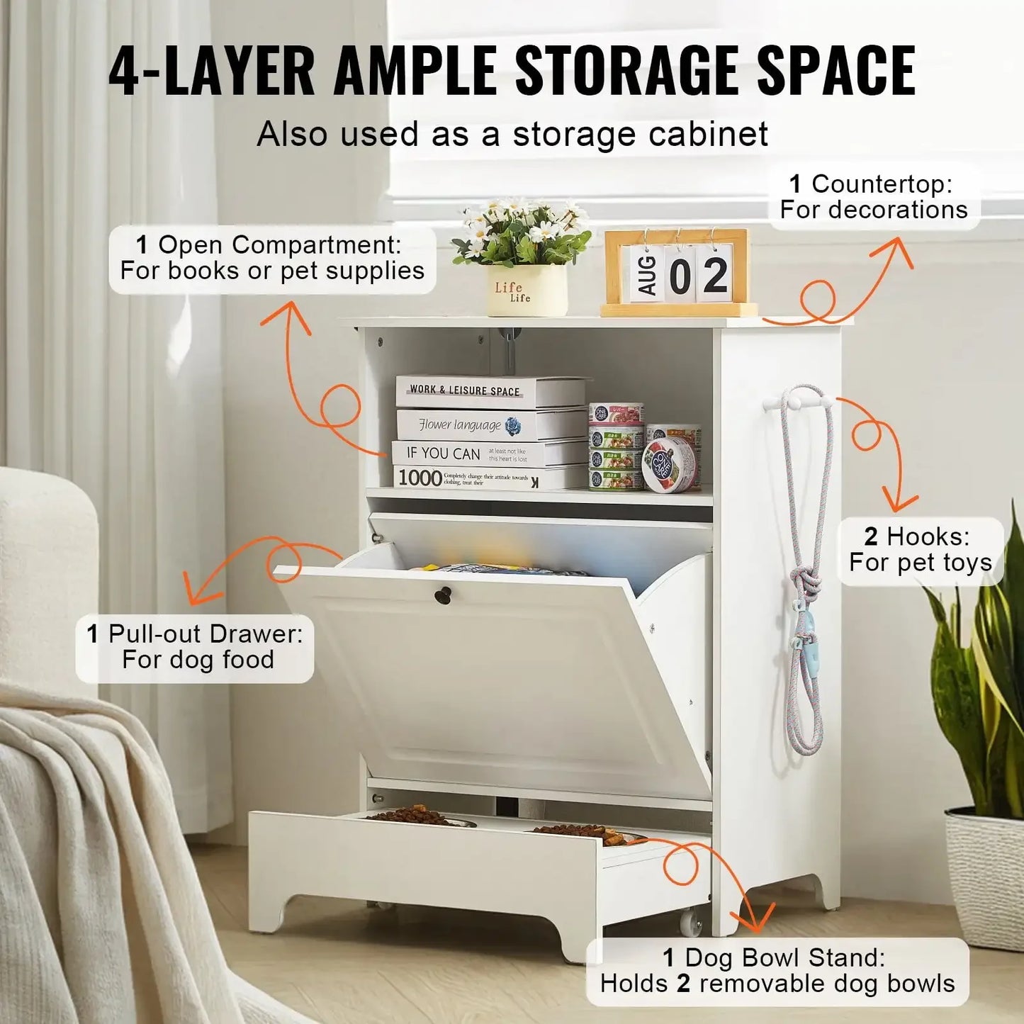 Pet Feeding Station w/ Storage Cabinet