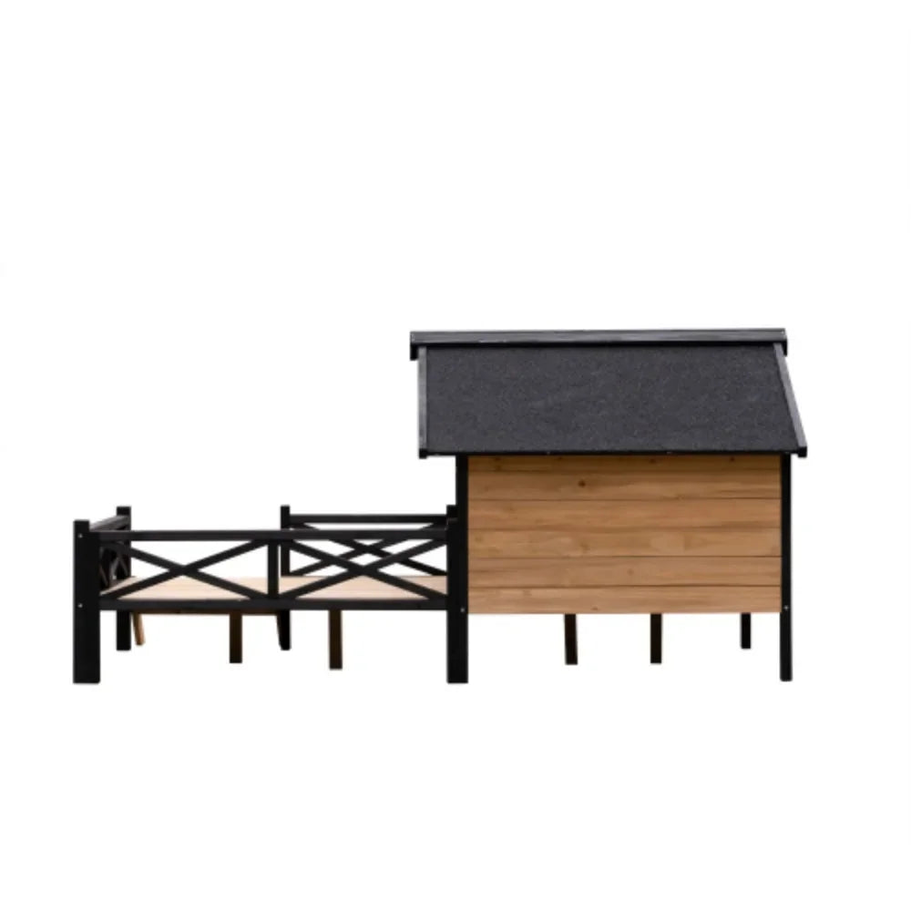 Outdoor Large Cabin Style Wooden Dog House