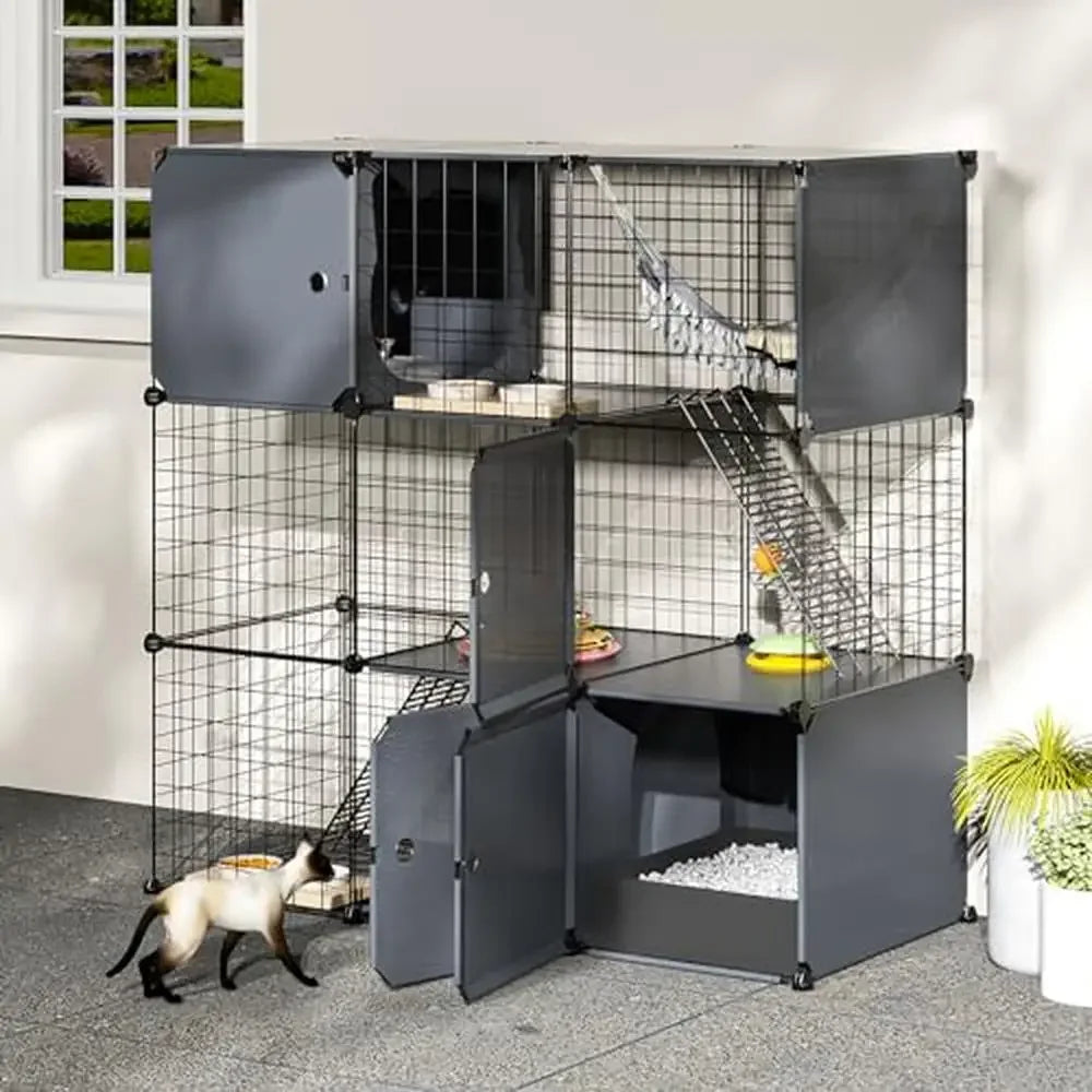 Cat Enclosure Playpen with Litter Box