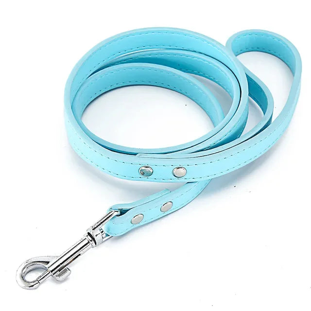 6 Colors Solid Leather Pet Training Leashes