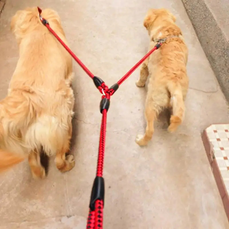 1.4m Pet Double Leash 2 Way Couplers Dog Leash Rope Elastic Extended
