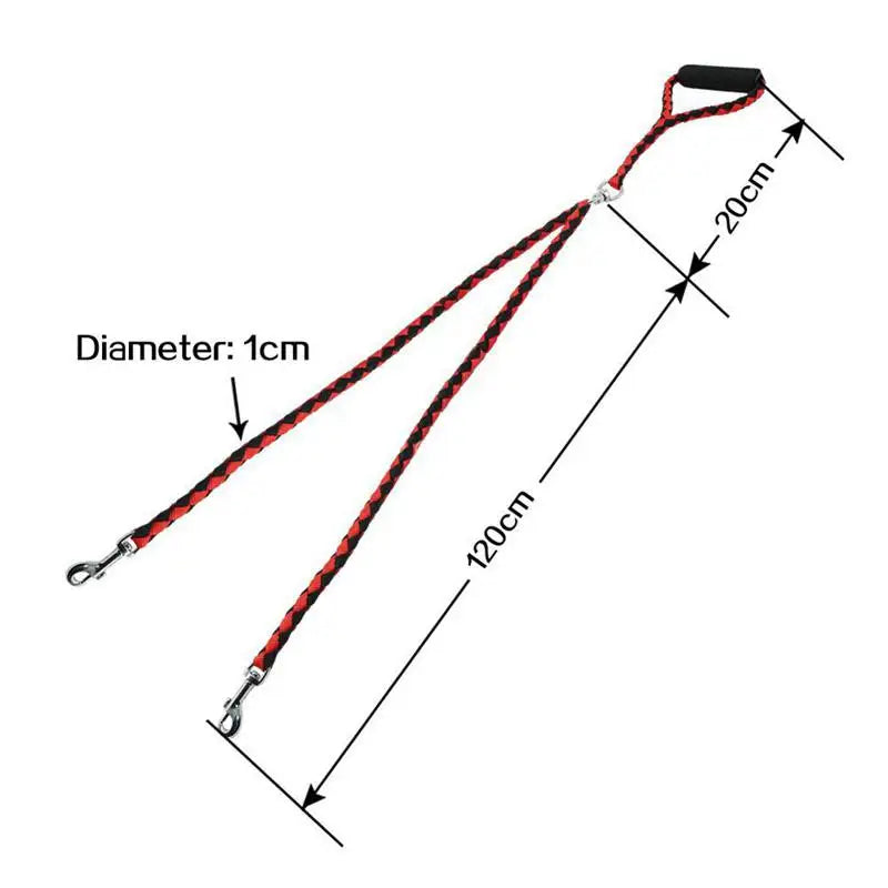 1.4m Pet Double Leash 2 Way Couplers Dog Leash Rope Elastic Extended