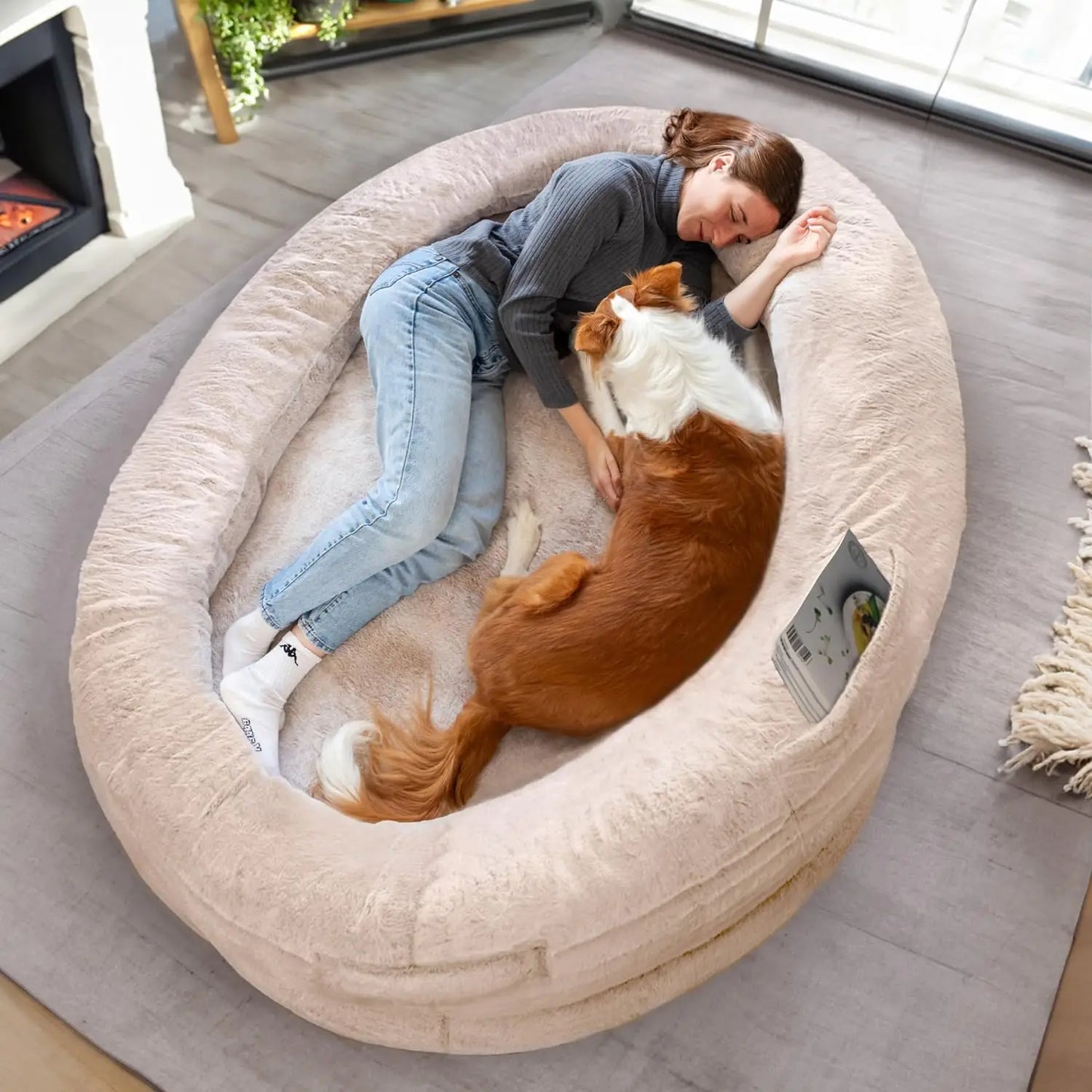 Washable Faux Fur Napping Orthopedic Bed