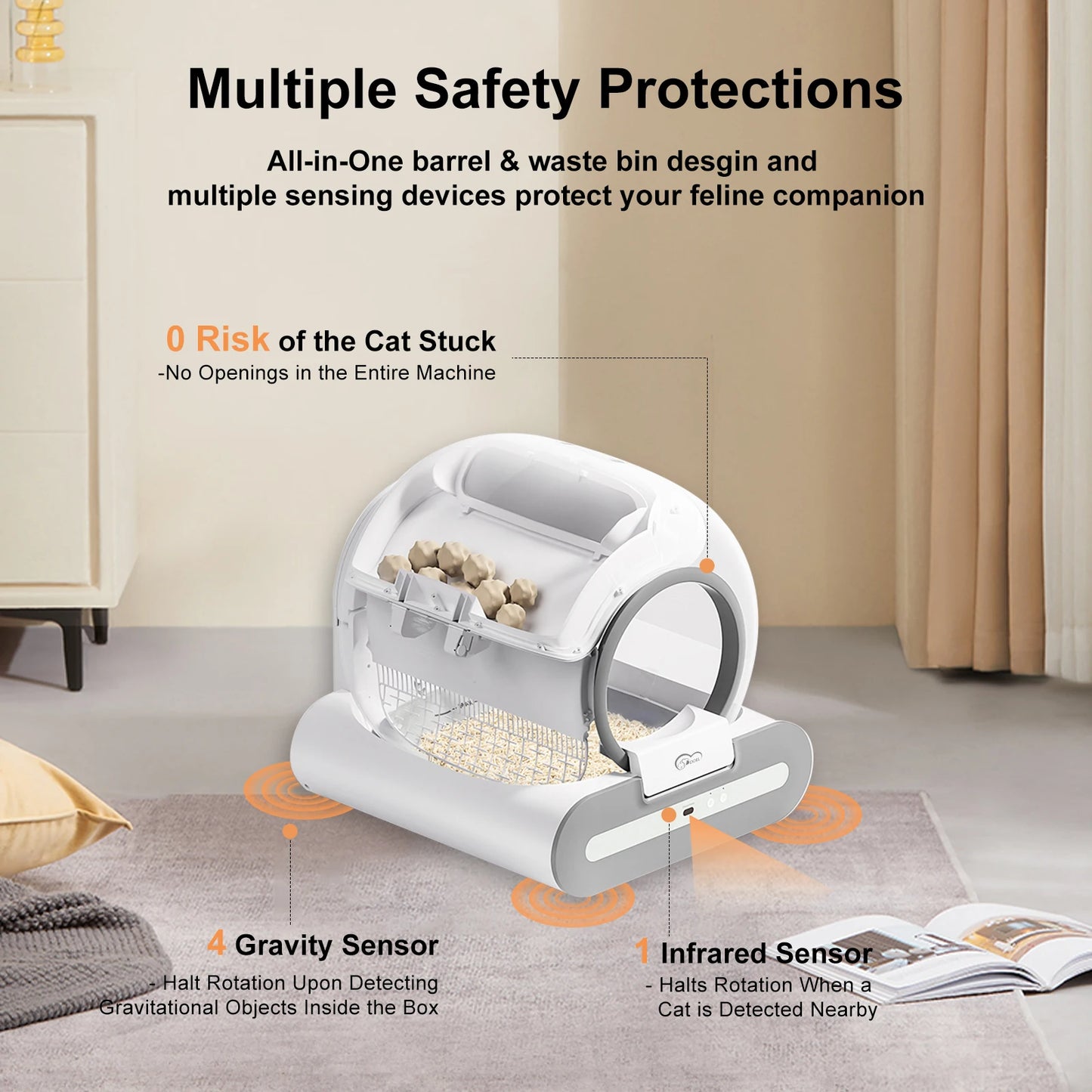 App Control Self Cleaning Automatic Cat Litter Box