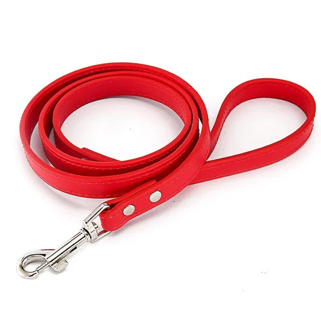 6 Colors Solid Leather Pet Training Leashes