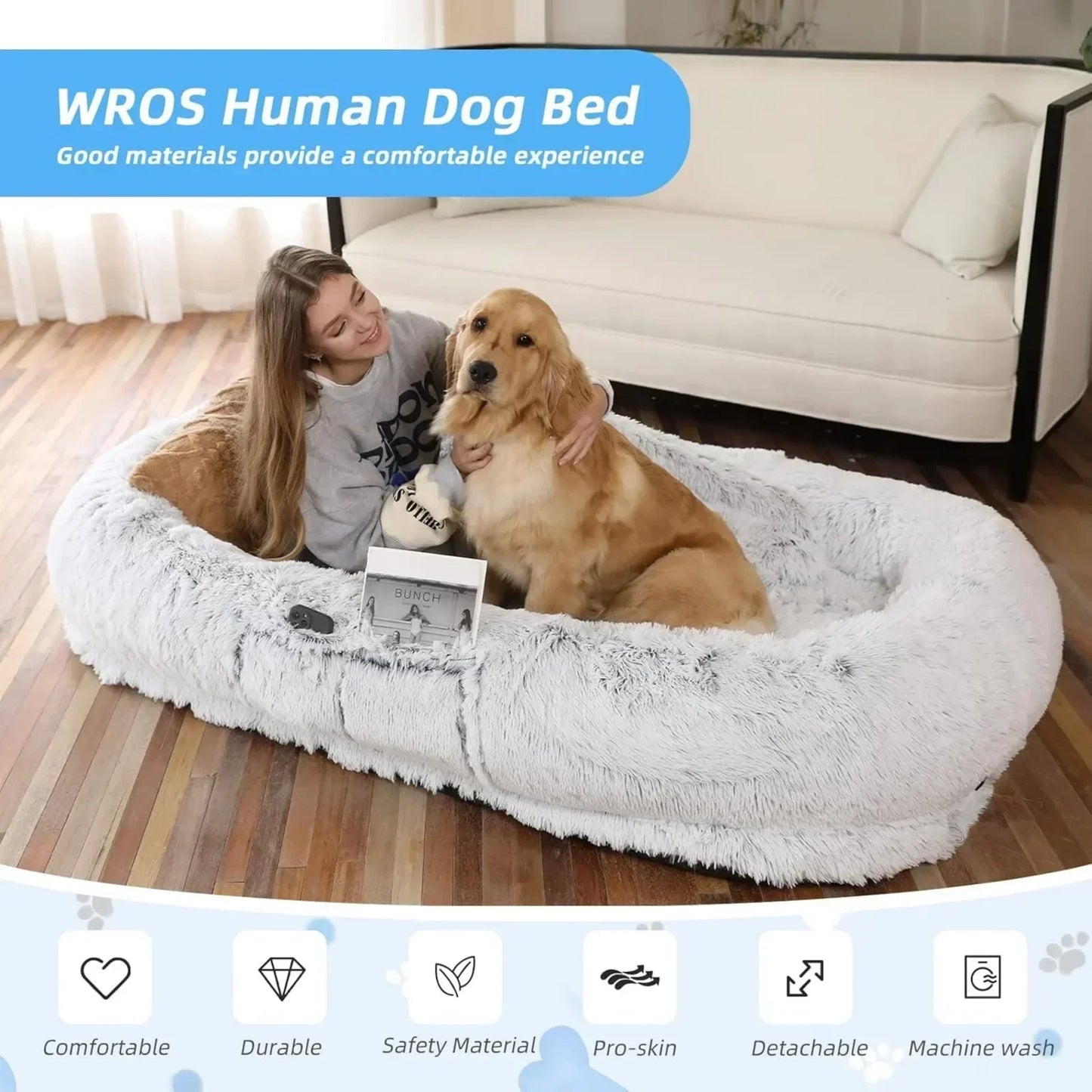 Washable Faux Fur Napping Orthopedic Bed